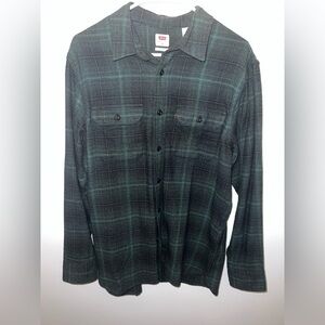 Men's Levi's Worker Long Sleeve Flannel Color Green Pine - NWT